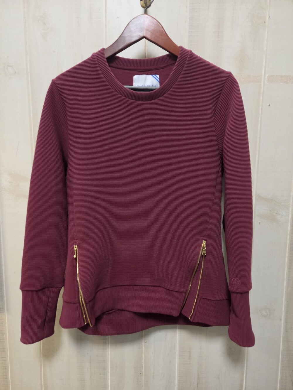 Addison Bay Pullover Crewneck Everyday Ribbed & Zipper Details